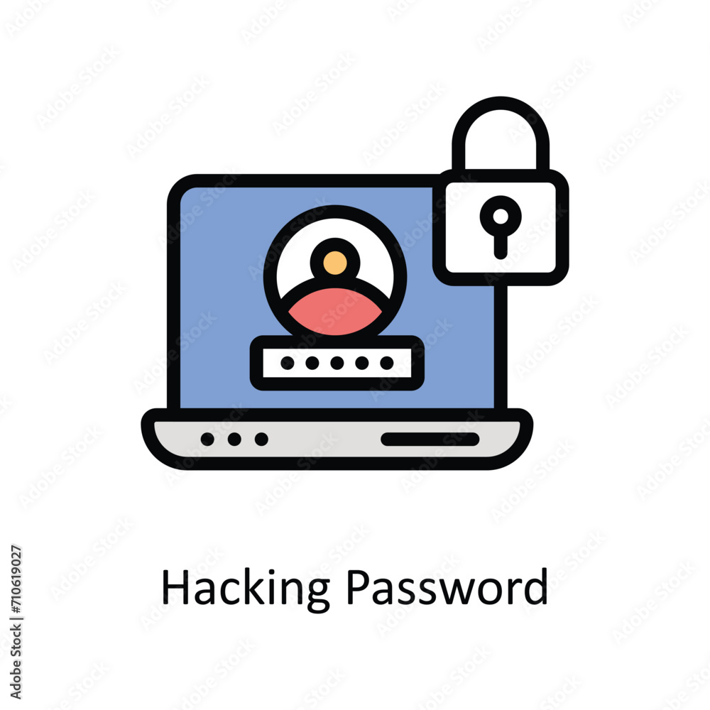 Aufkleber hacking password vector filled outline icon style illustration. eps 10 file