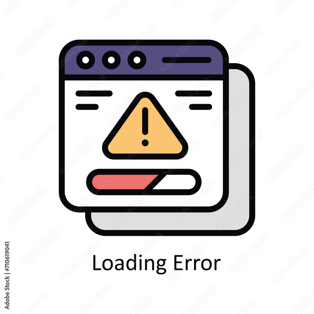 Poster loading error vector filled outline icon style illustration. eps 10 file