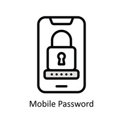 Mobile Password Vector  Filled outline icon Style illustration. EPS 10 File