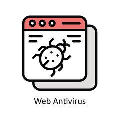 Web Antivirus Vector  Filled outline icon Style illustration. EPS 10 File