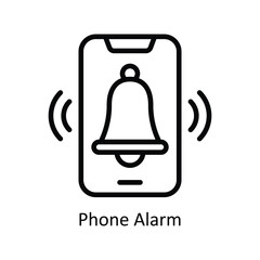 Phone Alarm Vector  Filled outline icon Style illustration. EPS 10 File