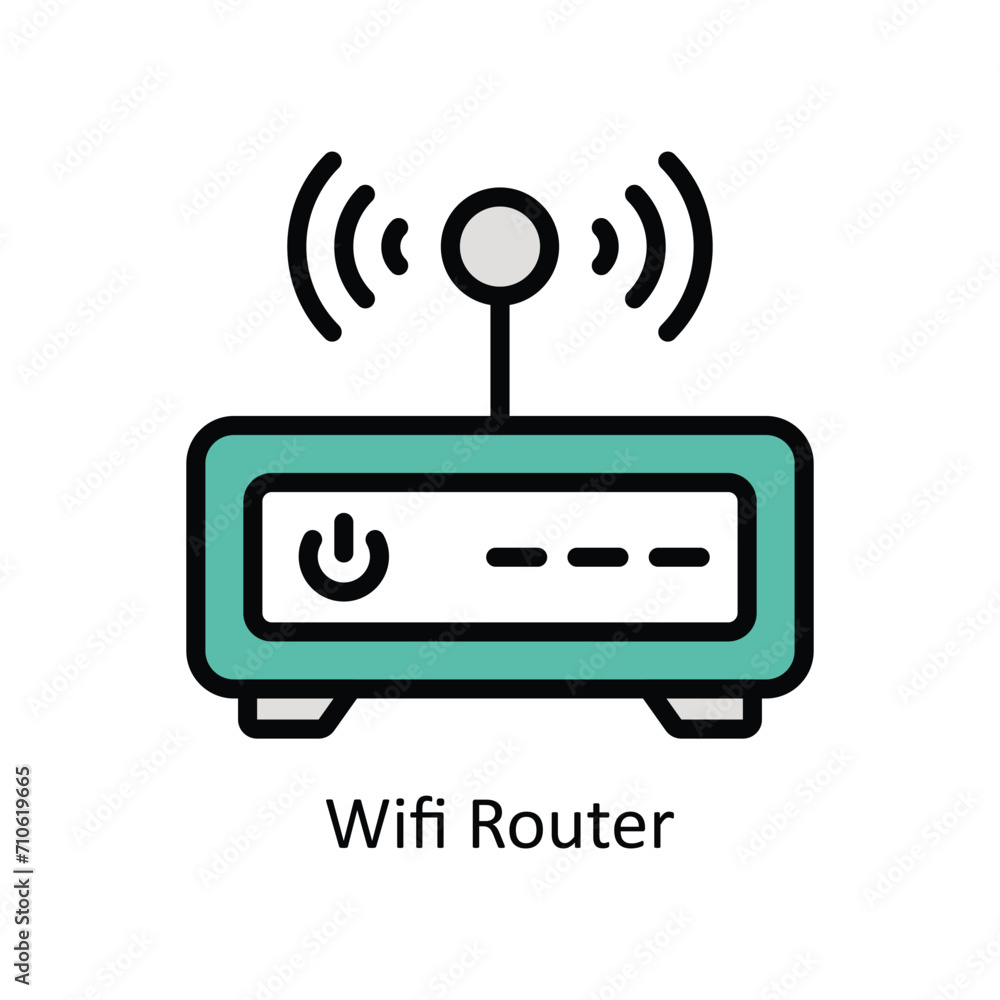 Poster wifi router vector filled outline icon style illustration. eps 10 file