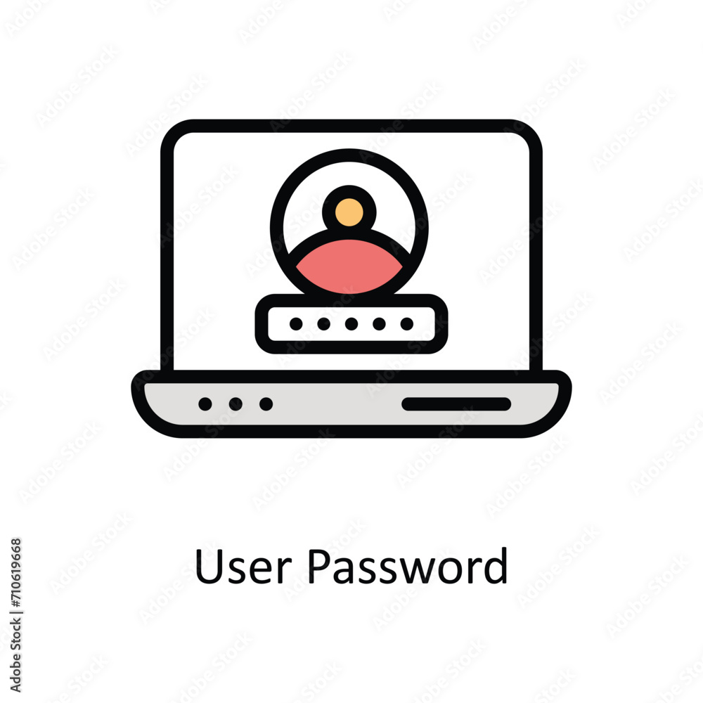 Poster user password vector filled outline icon style illustration. eps 10 file