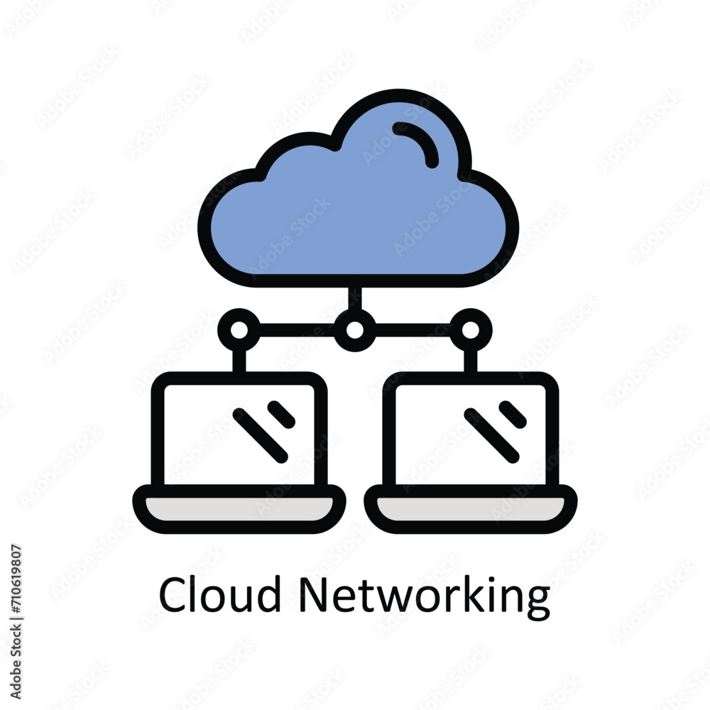 Poster cloud networking vector filled outline icon style illustration. eps 10 file