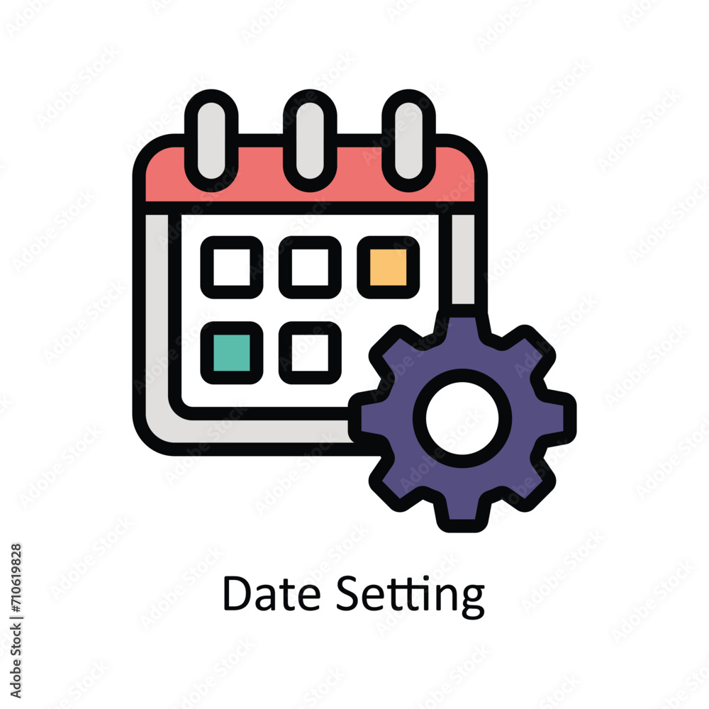 Poster date setting vector filled outline icon style illustration. eps 10 file