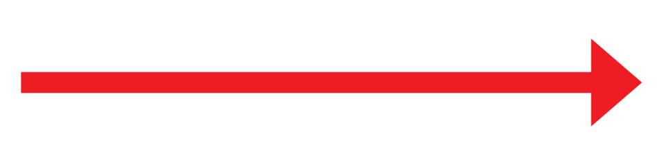 Red arrow pointing right. Arrow shape element. Red arrow vector illustration.