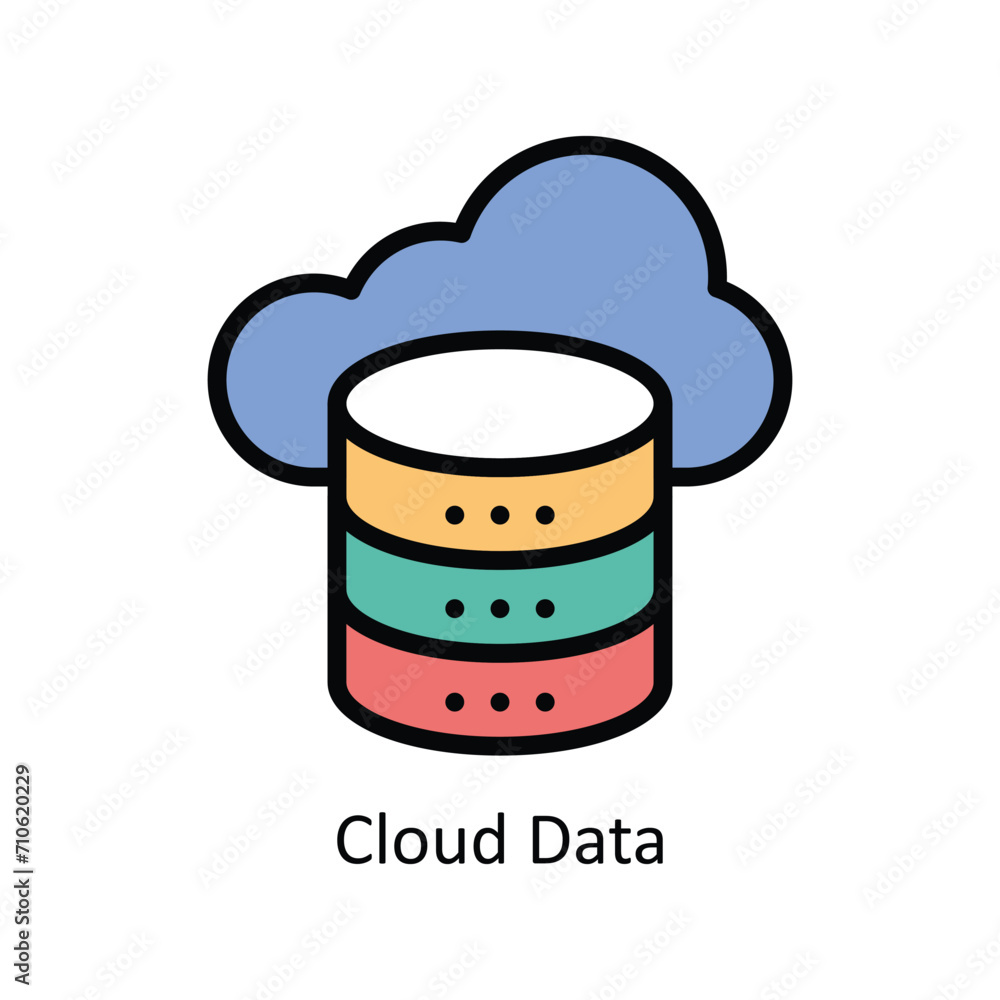 Poster cloud data vector filled outline icon style illustration. eps 10 file