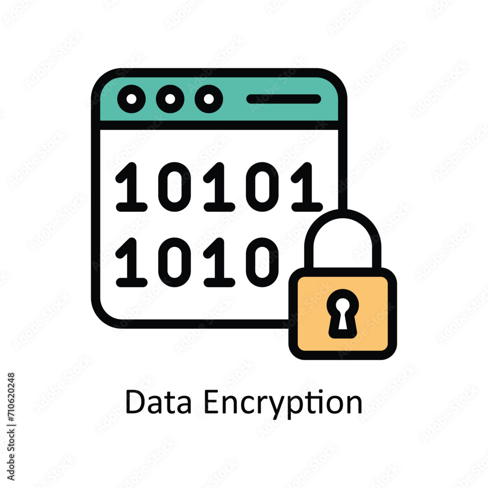 Poster data encryption vector filled outline icon style illustration. eps 10 file
