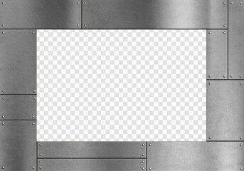 Brushed metal mockup frame. Template isolated on transparent background. Stock vector illustration