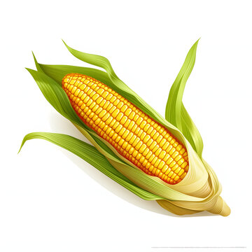 Cob of corn. Corn as a dish of thanksgiving for the harvest, picture on a white isolated background.