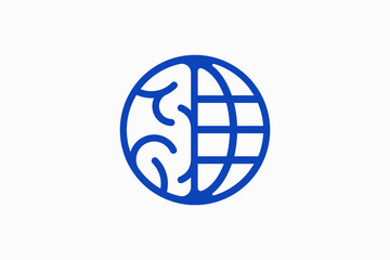brain and globe Vector Logo Premium