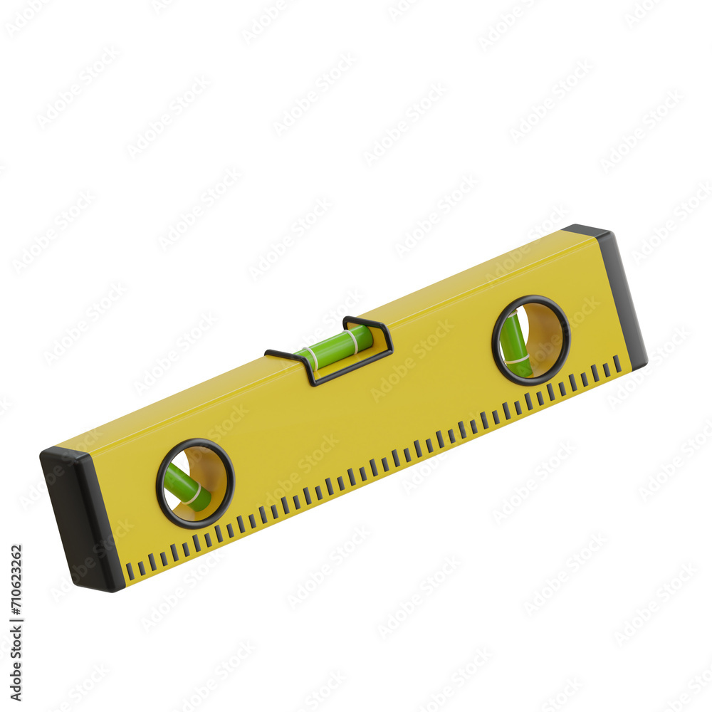 Poster 3d spirit level model straight lines and perfect angles. 3d illustration, 3d element, 3d rendering. 