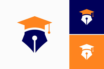 hat and pen education Vector Logo Premium