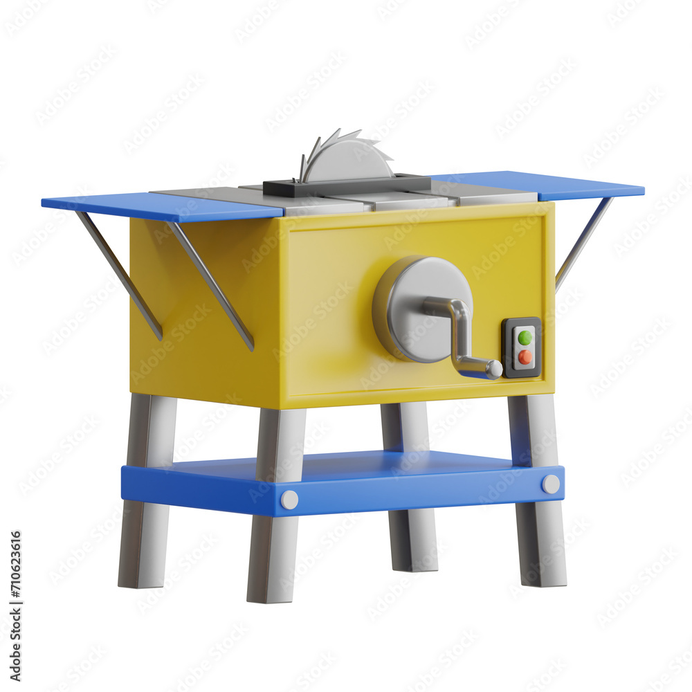 Aufkleber 3d table saw model good tool for woodworking. 3d illustration, 3d element, 3d rendering. 3d visualiz