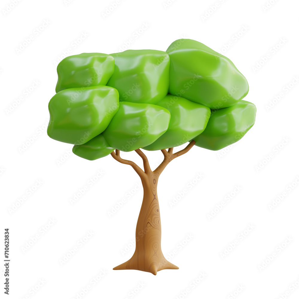 Aufkleber 3d tree model peace in nature's canopy. 3d illustration, 3d element, 3d rendering. 3d visualization 