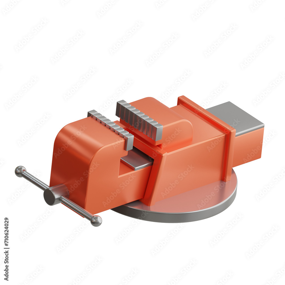 Poster 3d vice model effective clamping and holding. 3d illustration, 3d element, 3d rendering. 3d visualiz