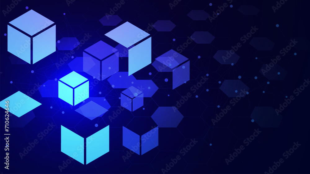 Poster abstract futuristic geometric with hexagon shapes and connecting dots and lines. network connection,