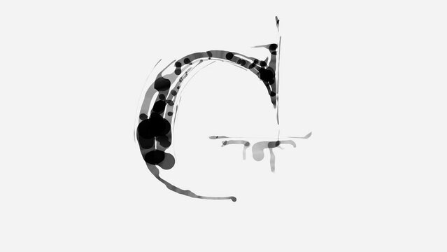 Letter G. Handwritten black and white time lapse drawing - animation of writing an alphabet symbol with a brush in black on a white background