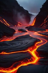 Fototapeta premium Flowing lava