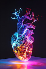 Isolated artistic heart with colorful electricity