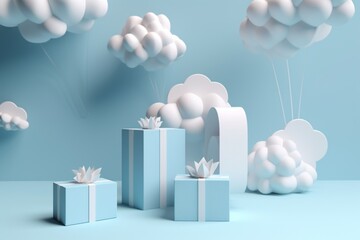 white gift box with cloud