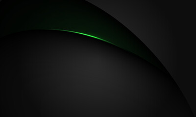 Abstract green black shadow curve overlap on dark grey geometric with blank space design modern luxury background vector