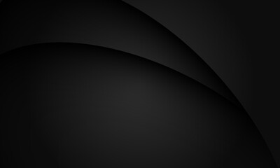 Abstract black shadow curve overlap on dark grey geometric with blank space design modern luxury background vector