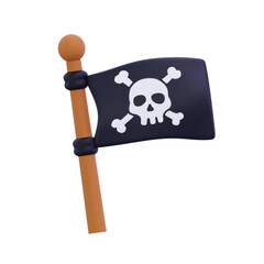 pirate flag with crossbone skull  3d game asset