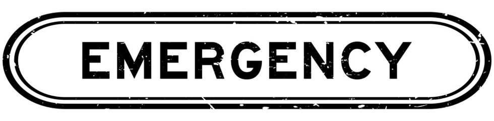 Grunge black emergency word rubber seal stamp on white background