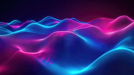 Dynamic geometric waves in neon colors background