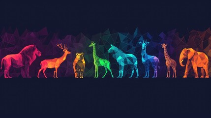 Stylized geometric animal silhouettes background