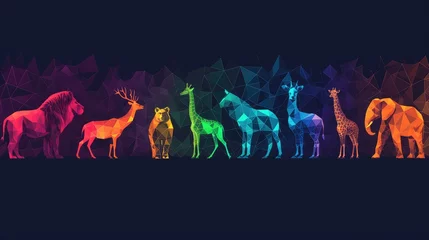 Foto op Plexiglas Stylized geometric animal silhouettes background © furyon