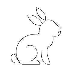 Obraz premium continuous one line drawing of Rabbit bunny, domestic animal and happy easter day concept hand drawn vector art illustration.