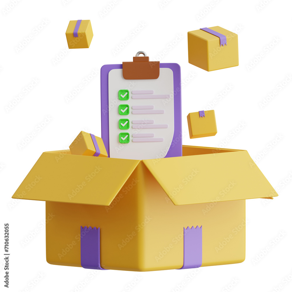 Poster 3d delivery model getting your items safely. 3d illustration, 3d element, 3d rendering. 3d visualiza