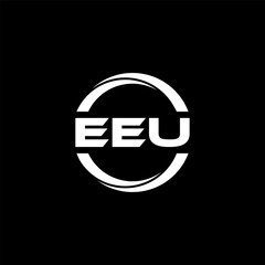 EEU letter logo design with black background in illustrator, cube logo, vector logo, modern alphabet font overlap style. calligraphy designs for logo, Poster, Invitation, etc.