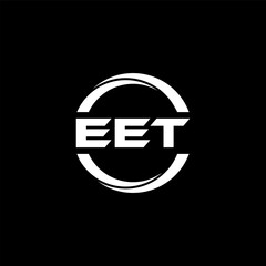 EET letter logo design with black background in illustrator, cube logo, vector logo, modern alphabet font overlap style. calligraphy designs for logo, Poster, Invitation, etc.