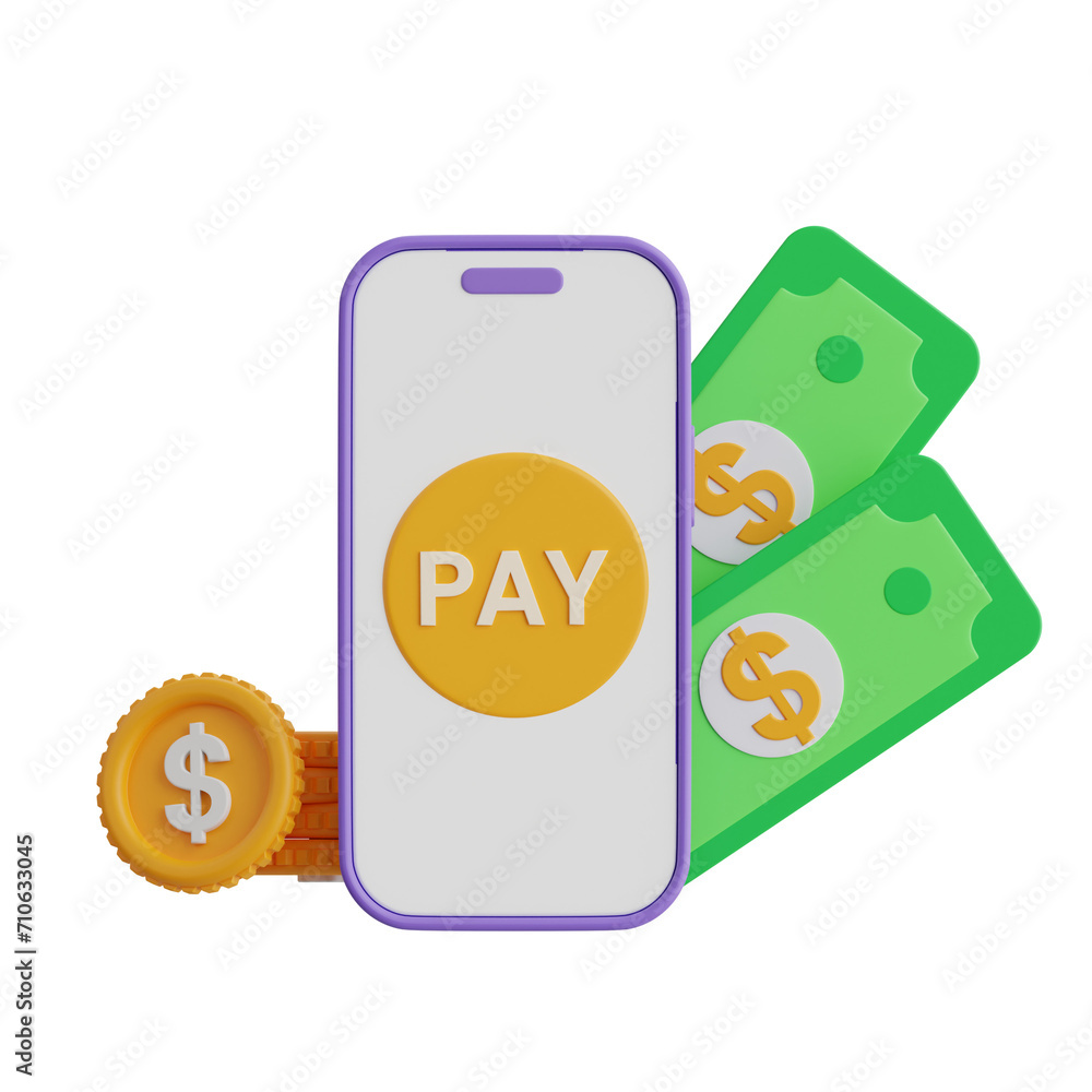 Poster 3d online payment model future of financial payments. 3d illustration, 3d element, 3d rendering. 3d 