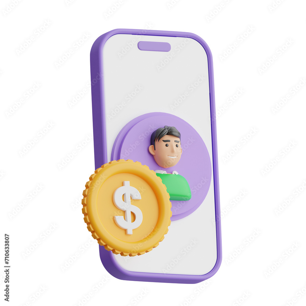 Poster 3d account model convenient and easy access. 3d illustration, 3d element, 3d rendering. 3d visualiza