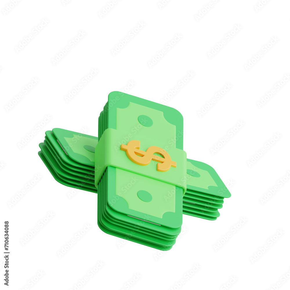 Poster 3d banknote model ensuring authenticity and trust. 3d illustration, 3d element, 3d rendering. 3d vis