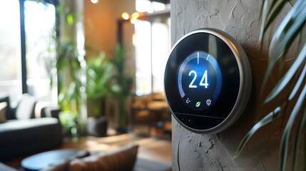 Smart Thermostat Climate Control Modern Home Interior Technology Concept