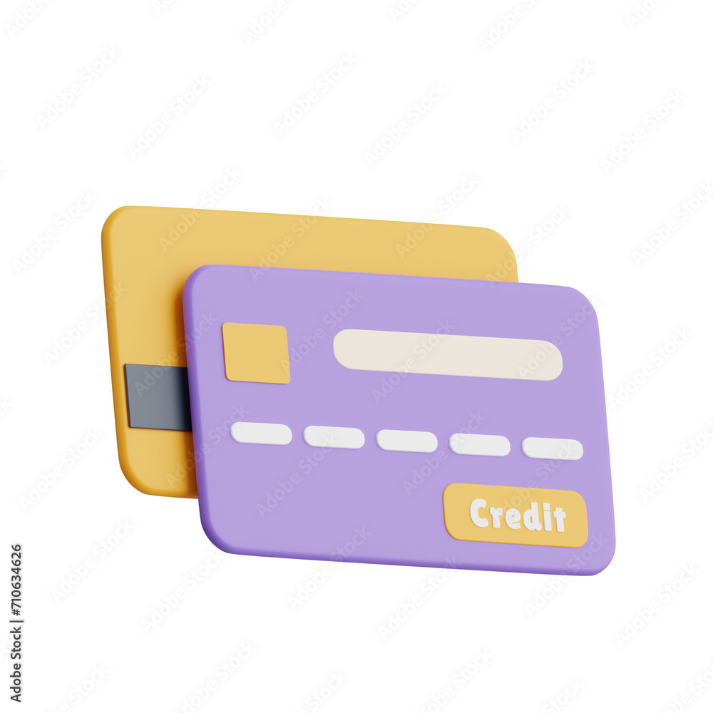 Poster 3d credit card model benefits for your purchases. 3d illustration, 3d element, 3d rendering. 3d visu