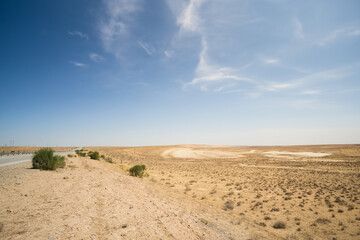 Hot summer Kyzylkum desert in Uzbekistan on a sunny day