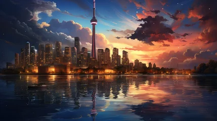 Crédence de cuisine en verre imprimé Toronto city skyline