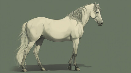 Illustration of a pale celadon grey horse from Revelation