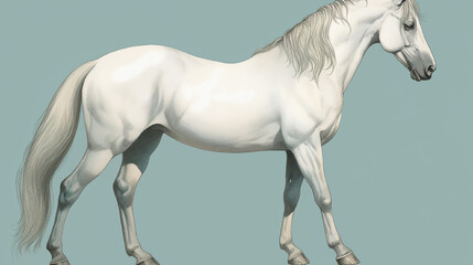 Illustration of a pale celadon grey horse from Revelation