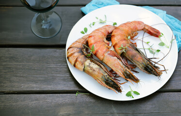 grilled large shrimp on a plate
