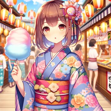 お祭りと綿菓子