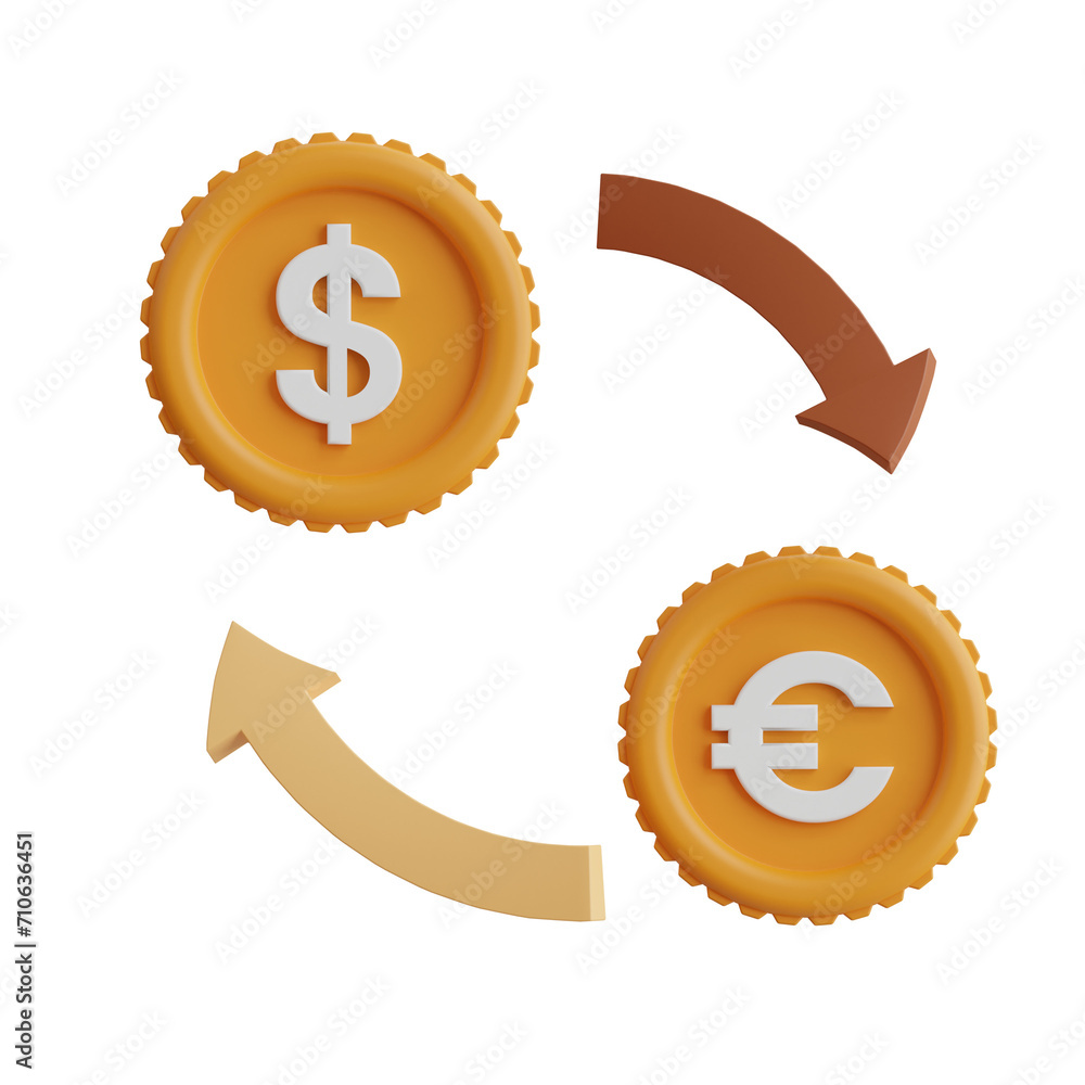 Poster 3d currency exchange model foreign money conversion. 3d illustration, 3d element, 3d rendering. 3d v