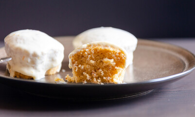 Homemade Bliss: Almond Muffins with Orange Glaze Close-Up