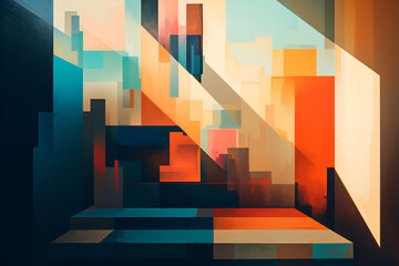 Geometrical multicolored background, minimalist coloured background | Ai generated
